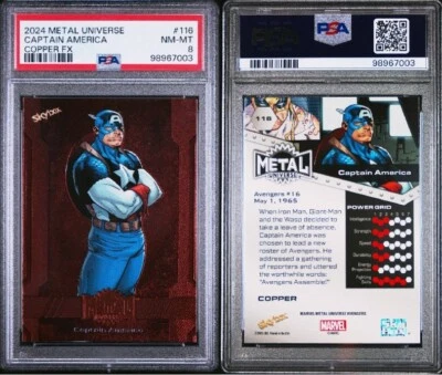 2024 Metal Universe #116 Captain America Copper Fx PSA 8 - Image 1 of 3