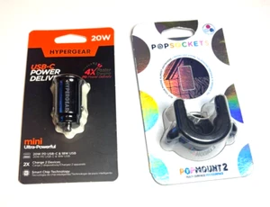 Popsockets PopMount 2 Popsocket Mount and HyperGear 20W USB-C Fast Car Charger - Picture 1 of 5