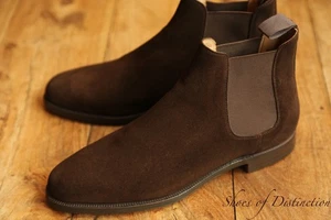 Crockett & Jones Bingham Brown Suede Chelsea Boots Shoes Men's UK 8 E US 9 EU 42 - Picture 1 of 10