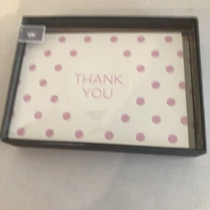 (9) Hallmark Thank You Blank Note Card: Pink White Polka Dot Felted W Envelopes - Picture 1 of 3