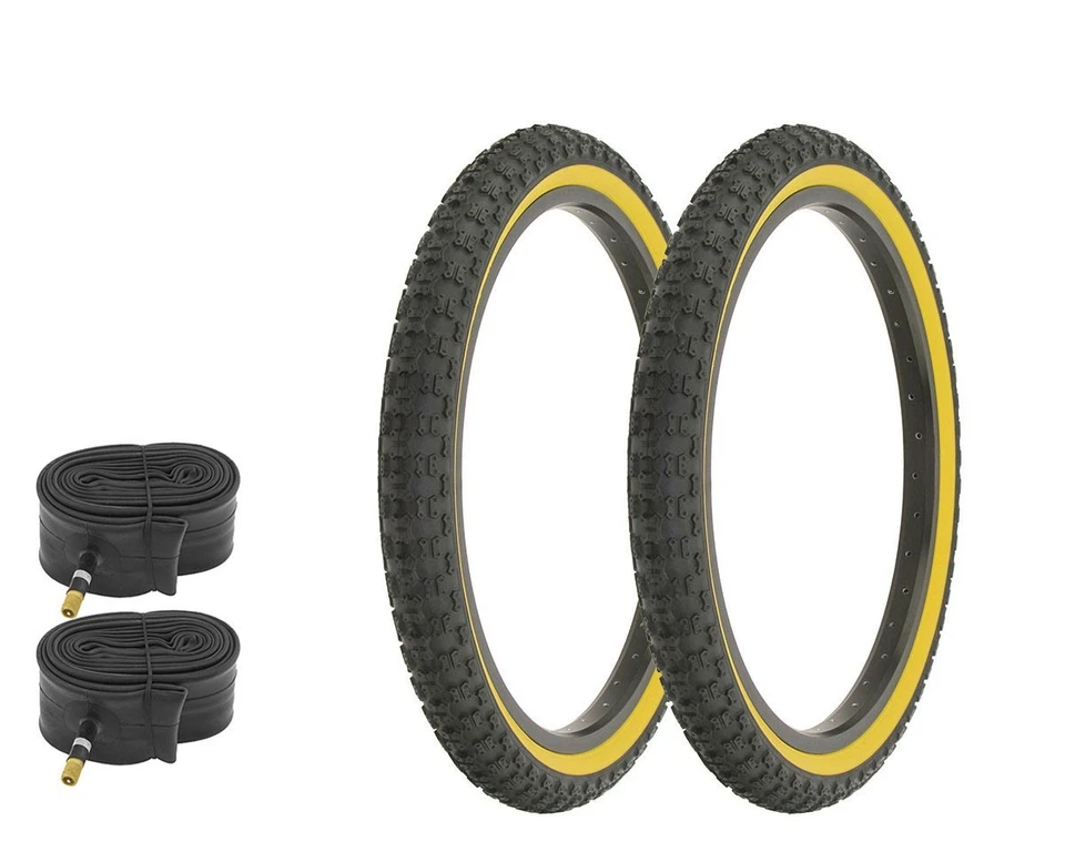 (2) DURO PERFORMACE BMX Bicycle Bike Tires & Tubes 20" x 2.125" BLACK/GUM WALL - Image 1 of 1