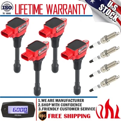 Paquete de 4 bobinas de encendido y bujías de IRIDIO para Nissan Altima Sentra Rogue Versa Foto 1 de 4