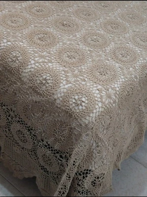 Doppelbettdecke aus reiner Baumwolle Handarbeit mit Häkeln - Bild 1 von 4