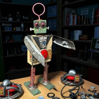 Kent Greenbaum Rusty Nut Robot A114 TWING Zany Found Object Assemblage Folk Art - Imagem 1 de 4