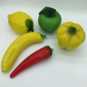 Mundgeblasen Murano Stil Kunst Glas Gemüse und Obst 5er Set - Bild 1 von 15