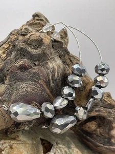 Pewter Metallic & hematite Bead Dangle Half Hoop Earrings Handmade. One Off Item - Picture 1 of 15
