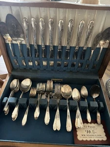 Juego de 52 piezas cubiertos plateados William Wm Rogers IS cubiertos históricos - Imagen 1 de 11