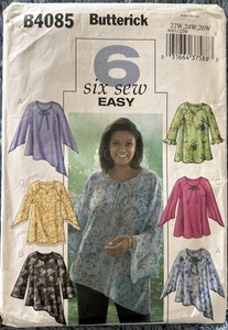 Tops asimétricos Butterick patrón B4085 5 vistas tallas 22W 24W 26W SIN CORTAR - Imagen 1 de 2