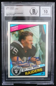 1984 Topps #111 Howie Long Auto Oakland Raiders BGS Autograph 10 - Picture 1 of 7