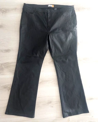 NEXT SIZE 24 R, BLACK STRETCH FAUX LEATHER BOOTCUT LOW RISE TROUSERS - Image 1 of 4