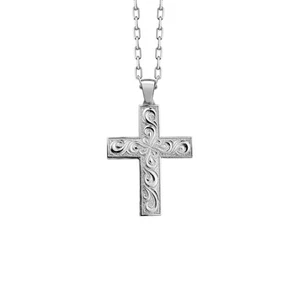 Windy Cross Necklace in Polished Silver, Gift for Christian - Picture 1 of 9