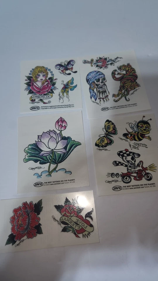 Lote de 12 tatuajes temporales Ed Hardy Savvi que varían en tamaño de 11/2 a 31/2 pulgadas Foto 1 de 1