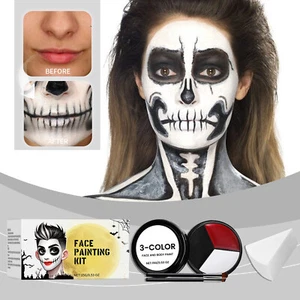 Clown Make up Wheel Cream White Black Red Face Body Paint Halloween SFX Make up - Picture 1 of 18