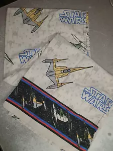 STAR WARS 96" x 64" Twin Flat Bed Sheet Naboo Starfighter Squadron Material - Picture 1 of 9