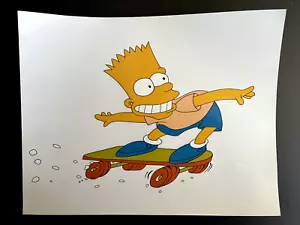 Original Production Cel Drawing Photographic Print BART SIMPSON SKATEBOARD 1989 - Picture 1 of 3