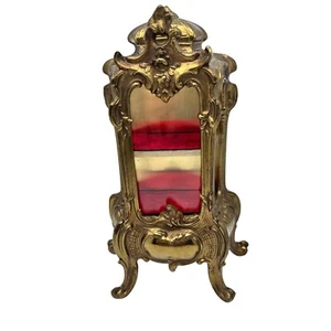 Miniature Gold Metal French Style Vitrine Plastic Shelf insert Red Velvet - Picture 1 of 19