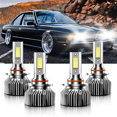 4X 9005 9006 LED Headlight Bulbs High Low Beam White For BMW 635CSi 1988-1989 - Image 1 of 4