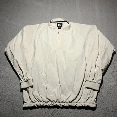 Footjoy Jacket Mens XL Windbreaker Pullover Beige Long Sleeve Pockets Logo - Image 1 of 4