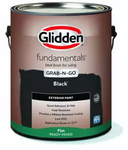 Glidden Fundamentals Exterior Paint Black, Flat, 1 Gallon Free Shipping - Picture 1 of 7