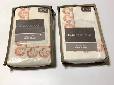 Lots 2 Harbor House Seaside Euro Sham White Coral European New - Image 1 of 4
