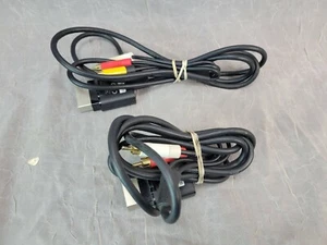 Lot 2 Microsoft Xbox 360 Black Slim RCA Composite AV Cable Video Cord - Picture 1 of 2
