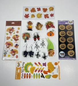 VTG Hallmark, Russ & Assort. Fall Autumn Halloween Pins Earrings Stickers READ - Picture 1 of 6