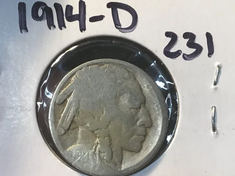 1914-D  Buffalo Nickel, Rare Date, Restored Date, 1 Coin Cover