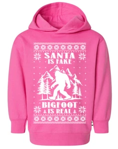Santa is fake Bigfoot is real Christmas Toddler Pullover Fleece Hoodie - Picture 1 of 7