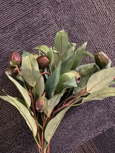 RARE NEW Pottery Barn Rich Faux Budding Eucalyptus Branch Stems Flowers 33" NWT - Picture 1 of 11
