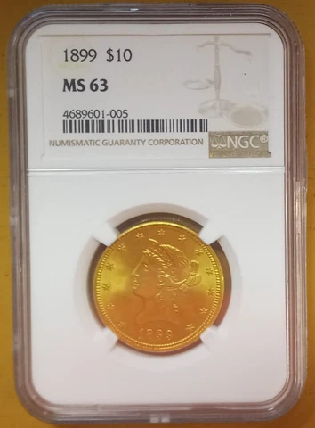 1899 $10 LIBERTY GOLD, NGC MS-63- PQ Cover