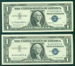 Certificati argento $1,00, 1957A & B, fr. #'s 1620-1, UNC - Foto 1 di 2