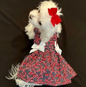 XX-Small - FOURTH OF JULY BOWS & BOWS - Dress- Dog/Puppy/Toy - Picture 1 of 2
