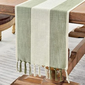 Linen Table Runner Farmhouse Macrame Table Runners 90 Inches Long for Dining ... - Picture 1 of 2