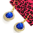 Bijoux de mode bling bleu goutte d'eau strass cristal femmes support boucles d'oreilles