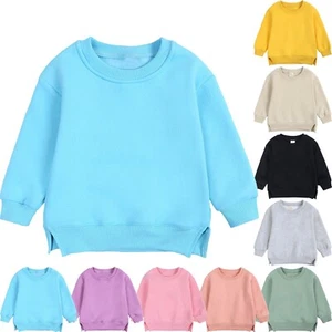 Toddler Kids Baby Boys Girls Cotton Pullover Sweatshirt T-Shirt Long Sleeve Tops - Picture 1 of 17