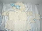 ROBE EN TRICOT BÉBÉ AGRÉABLE COMPAGNIE AMÉRICAINE 1989 BITTY OUR NOUVELLE, CHAPEAU, PULL