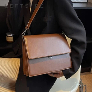 Bolsos Bandolera Doble Capa con Solapa Mujeres Clásicos Bolsos de Hombro Negros - Imagen 1 de 27