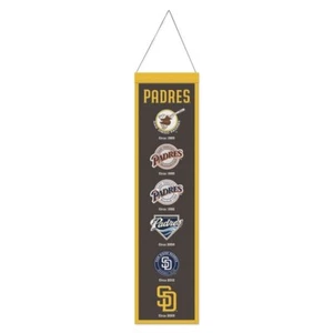 SAN DIEGO PADRES EMBROIDERED RETRO LOGO'S WOOL BANNER 8" X 32" WINCRAFT ๐ - Picture 1 of 1