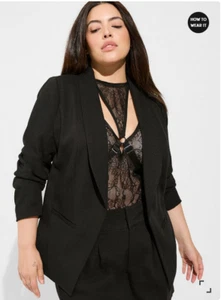 New Torrid Studio Pique Longline Classic Fit Black Blazer Size 1 - Picture 1 of 6