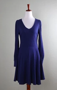 MODCLOTH NWT Ribbed Thermal Solid Blue Casual A-Line Dress Size Medium - Picture 1 of 6