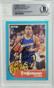 1990 Fleer Tim Hardaway Signed Rookie Sensation Card Autograph RC Auto BGS BAS - Picture 1 of 2