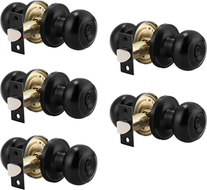 Round Privacy Door Knob Thumb Turn Lock on the Inside, Keyless Doorknob - Picture 1 of 17