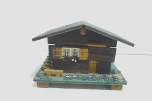 EJB Switzerland Edleweiss Chalet Cabin Swiss Movement Wood Trinket Music Box - Picture 1 of 7