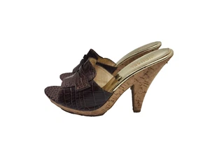 Michael Kors Camden Croco Leather Mule Slide Shoes Brown Womens Size 9M - Picture 1 of 11