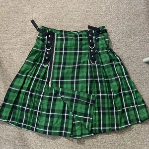 Vintage Tripp NYC Punk Green Gothic Punk Plaid Kilt Skirt Mens S - Picture 1 of 9