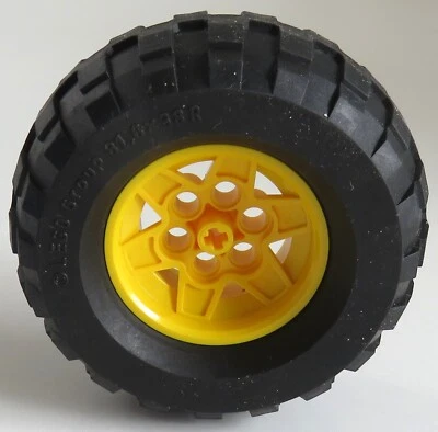 LEGO Technic-Reifen / Tire 81.6 x 38 R Balloon mit Felge, gelb # 56908c01 - Bild 1 von 3