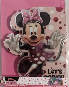 Minnie Mouse Disney Classic Birthday Party Deluxe Invitations - Picture 1 of 2