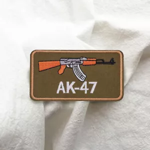 AK-47 Weapon Embroidered Sew On Iron On Badge Patch Fabric Craft Sticker Cap - Picture 1 of 3