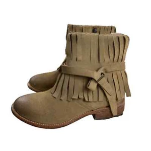 Matisse hellbraune Damen-Wildleder-Booties mit Fransen Größe 7 US! - Bild 1 von 7