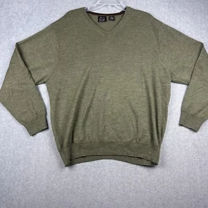 Jos A Bank Pullover Herren XL grün 100% Merinowolle V-Ausschnitt Strickpullover LESEN - Bild 1 von 6
